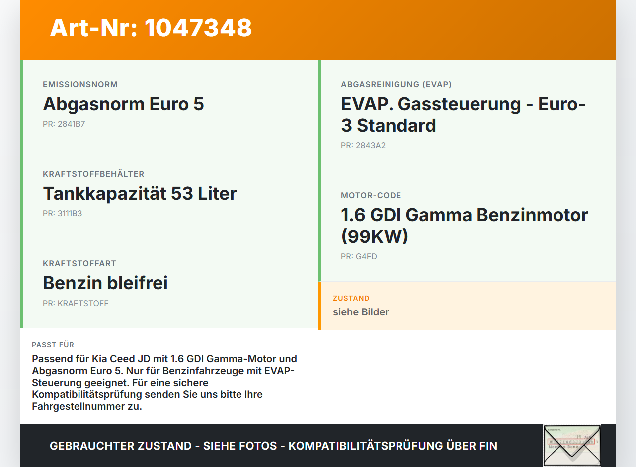 Kia Ceed JD 12-15 GDI 1,6 99KW Tankentlüftungsventil Ventil Kia Ceed JD 12-15 28.03.2013 gebraucht Vorschau 3