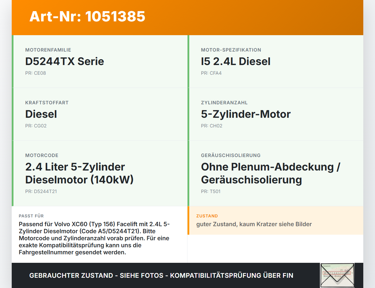Volvo XC60 156 13-17 2,4 140KW D5244T21 Abdeckung für Motor Deckel Motorabdeckung Volvo XC60 156 13-17 23.11.2016... Vorschau 3