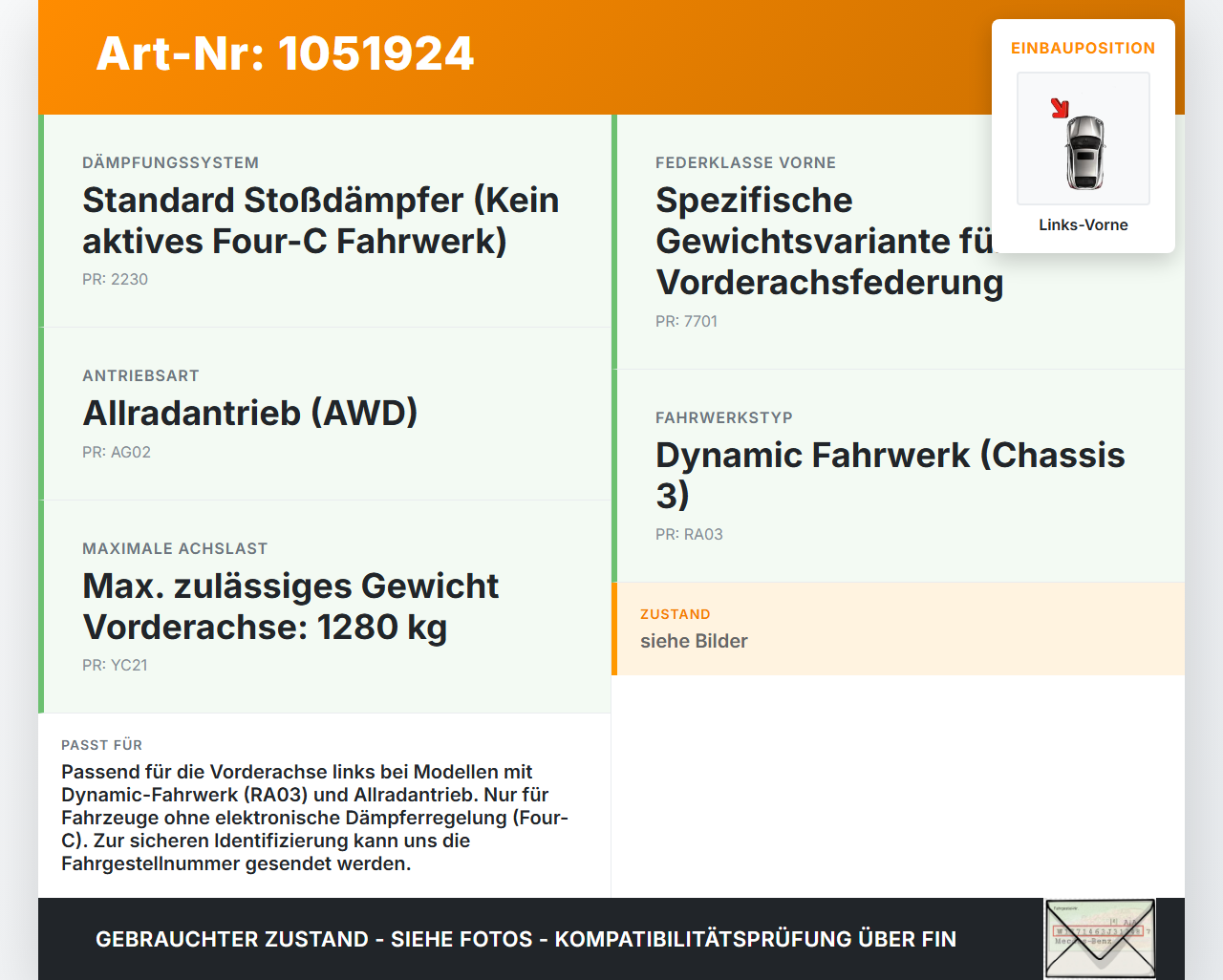 Volvo XC60 156 13-17 Federbein Stossdämpfer Vorne Links Volvo XC60 156 13-17 23.11.2016 31454487 3567720 gebraucht Vorschau 3