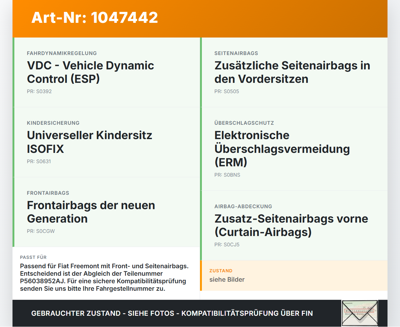 Fiat Freemont 11-16 Airbag Steuergerät Airbagsteuergerät Fiat Freemont 11-16 05.01.2012  P56038952AJ gebraucht Vorschau 3