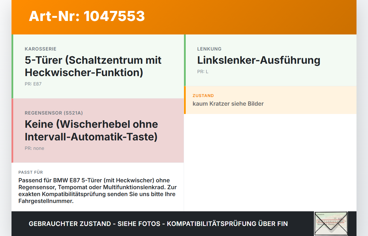 BMW E87 1er 116i 04-07 Lenkstockschalter Blinker Wischer Kombischalter Schaltzentrum BMW E87 1er 116i 04-07... Vorschau 3