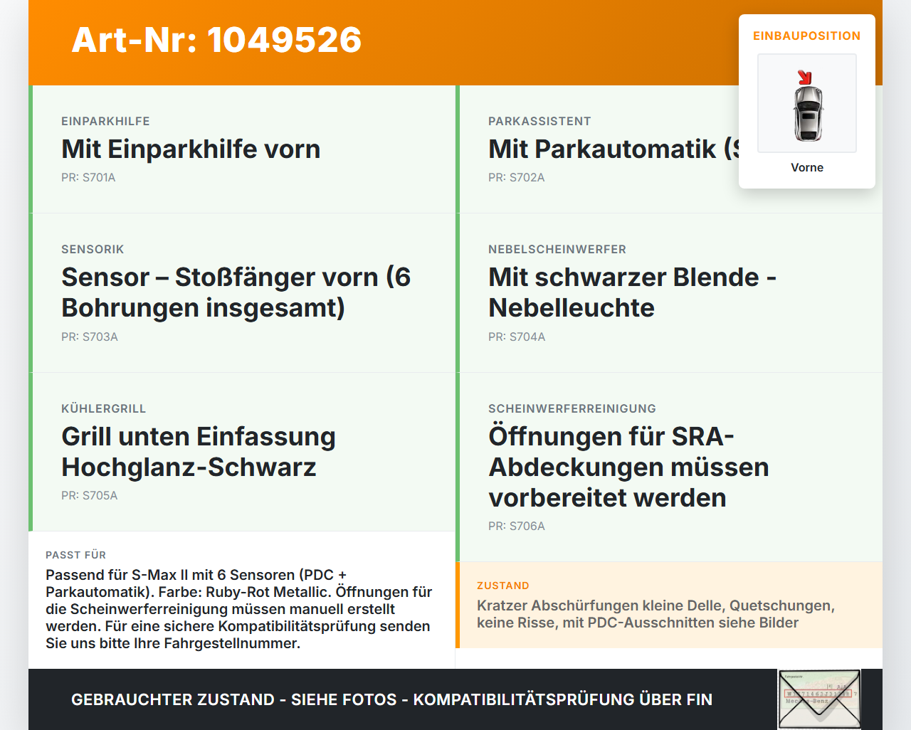 Ford S-Max II CK 15-19 Stoßstange Stoßfänger Frontschürze Vorne KF Ford S-Max II CK 15-19 19.12.2015... Vorschau 3