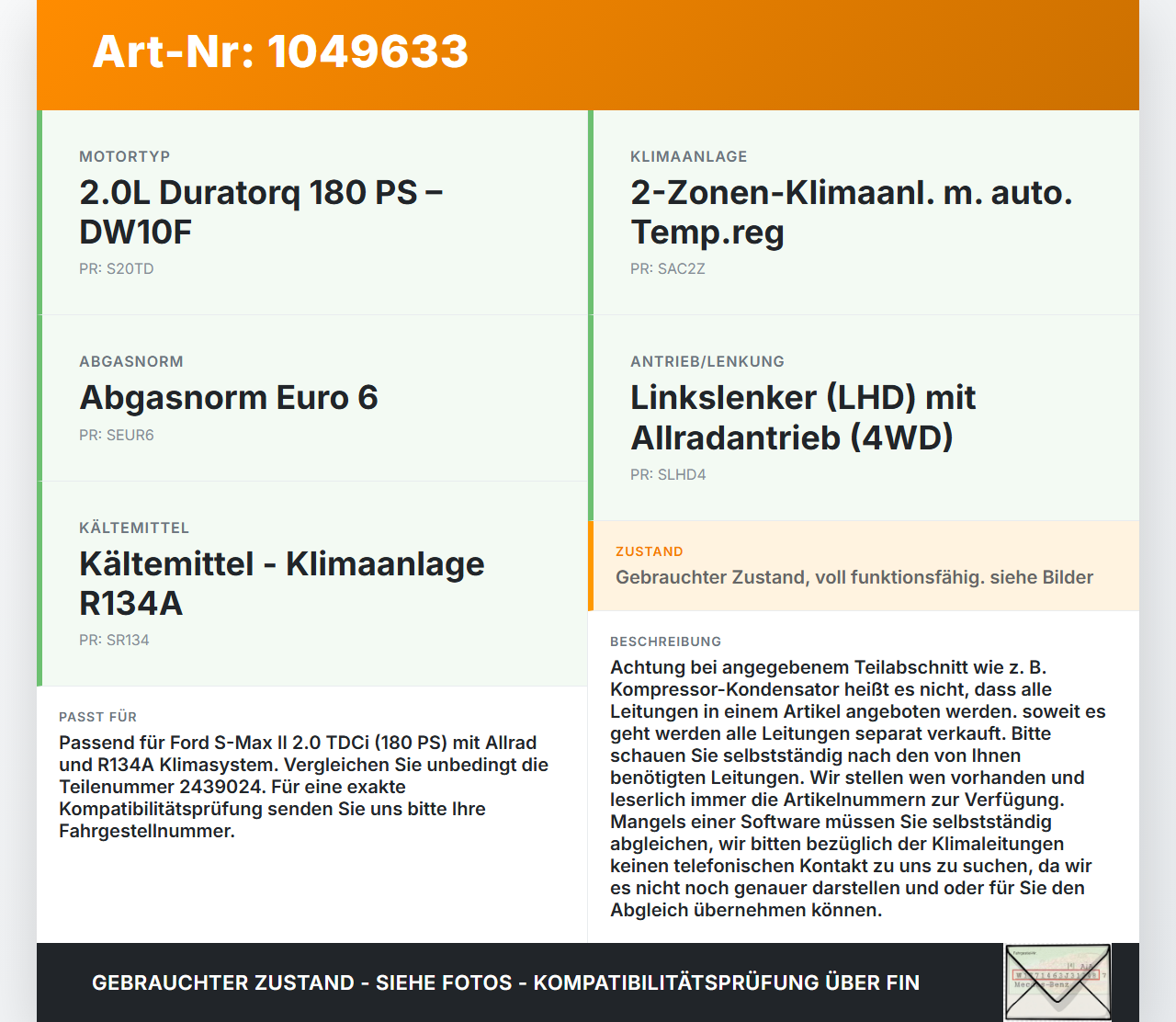 Ford S-Max II CK 15-19 TDCi 2,0 132KW Klimaschlauch Klimaleitung Ford S-Max II CK 15-19 19.12.2015 DG9H-19N601-FE... Vorschau 3