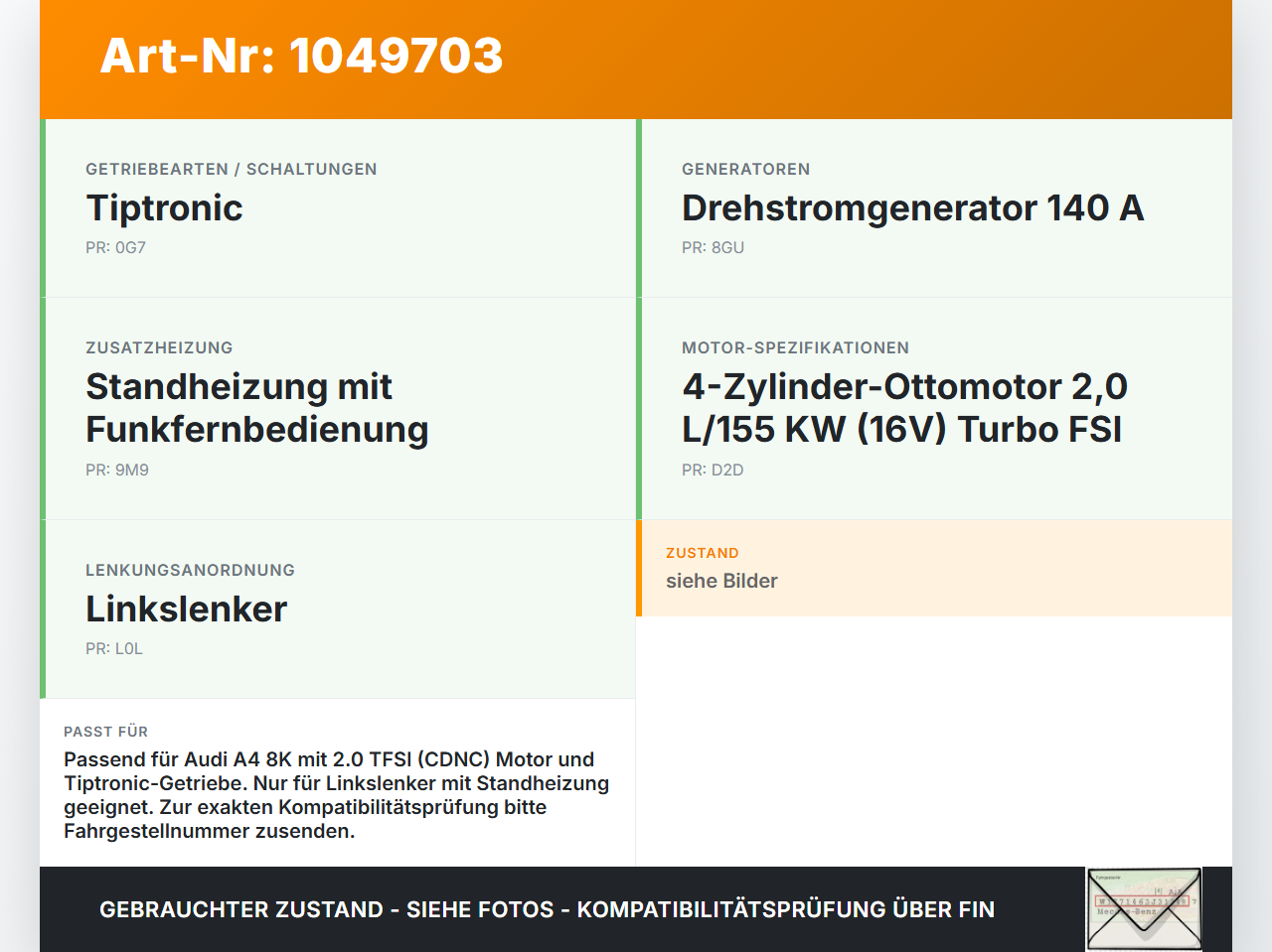 Audi A4 8K 07-11 2,0 155KW Kabelbaum Motorkabelbaum Leitungssatz für Motor Audi A4 8K 07-11 08.06.2009 8K1971072FL... Vorschau 3