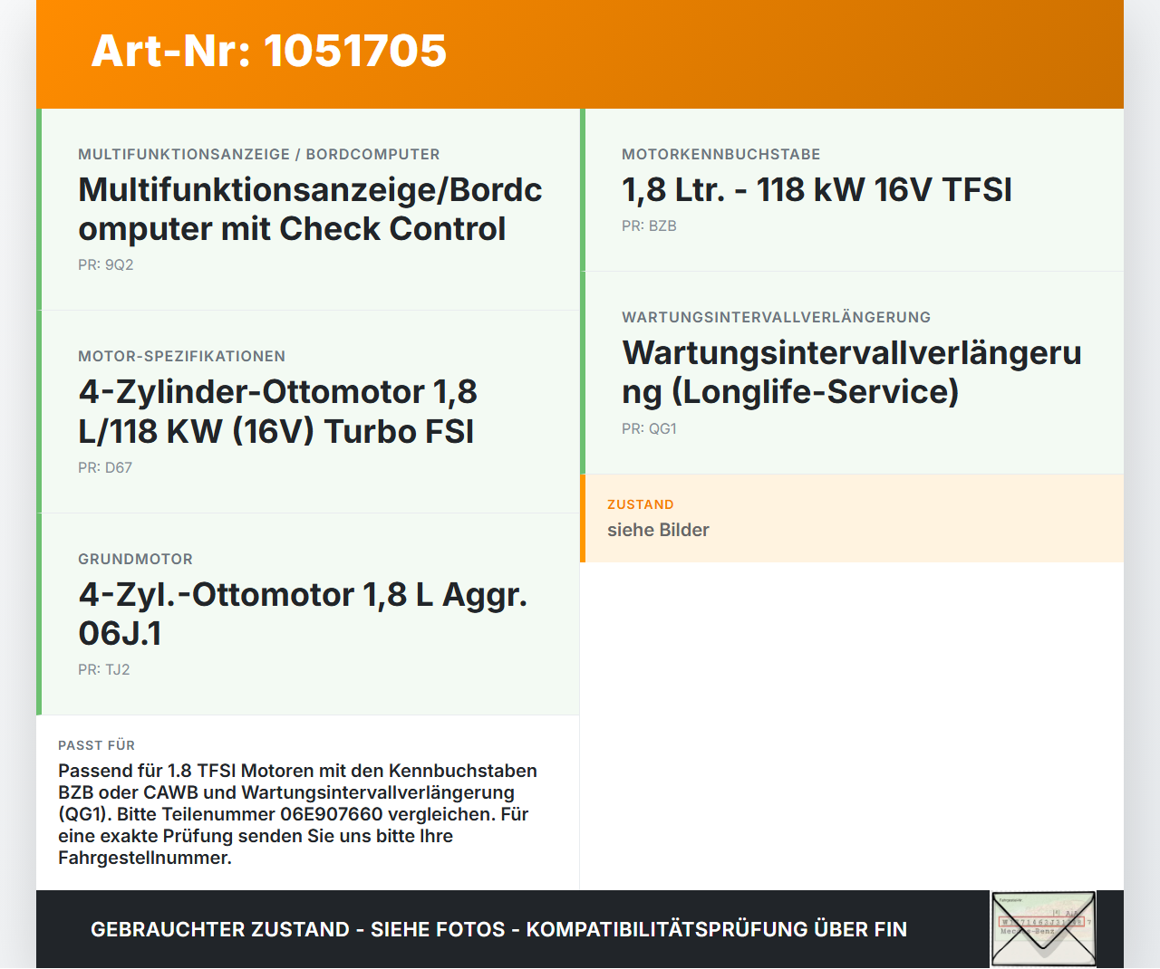 Audi A3 8P 08-13 TFSI 1,8 118KW Sensor Ölstandsensor ölstandsensor Audi A3 8P 08-13 13.05.2008 06E907660... Vorschau 3