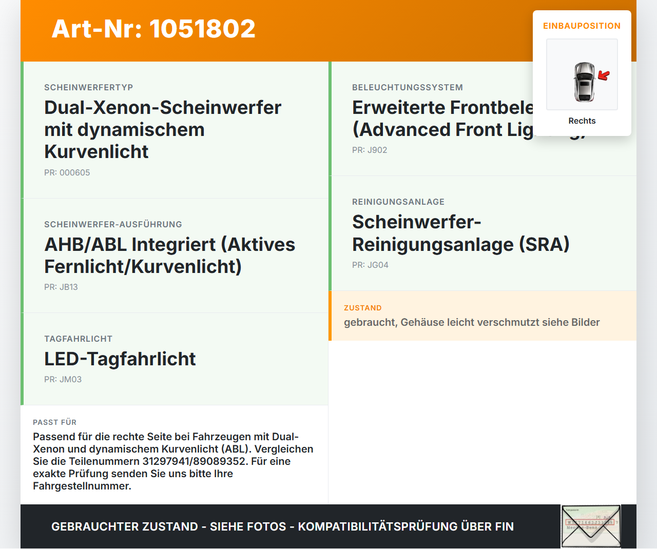 Volvo XC60 156 13-17 Xenon Vorschaltgerät Rechts Volvo XC60 156 13-17 23.11.2016 31297941 89089352 gebraucht Vorschau 3