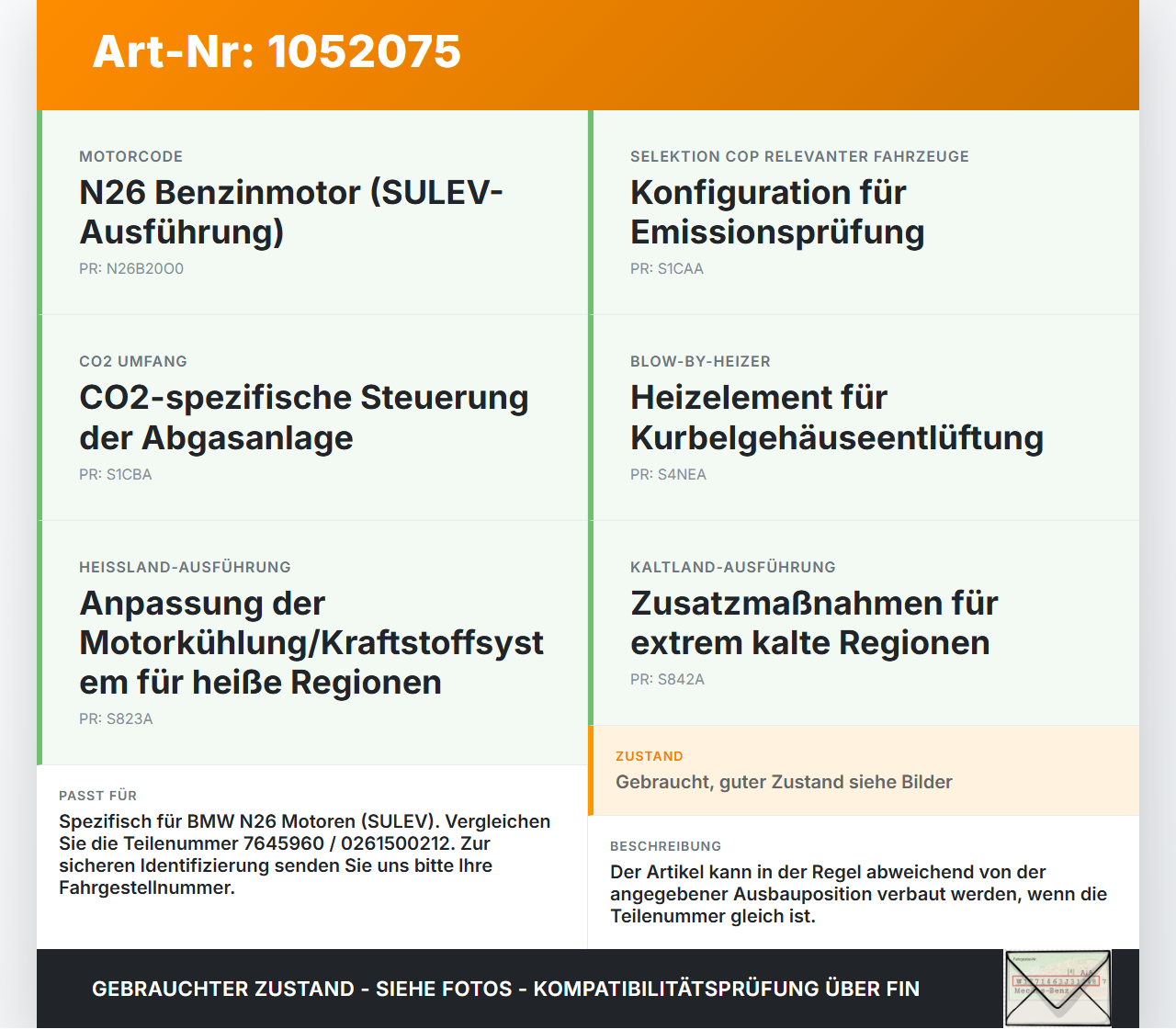 BMW 428i F36 14-17 2,0 180KW Injektor Einspritzdüse Zyl.2 BMW 428i F36 14-17 02.06.2016 8625397 13648625397 7645960... Vorschau 3