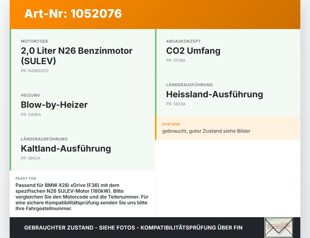 BMW 428i F36 14-17 2,0 180KW Einspritzpumpe Hochdruckpumpe Benzinpumpe BMW 428i F36 14-17 02.06.2016 13518604229... Vorschau 3