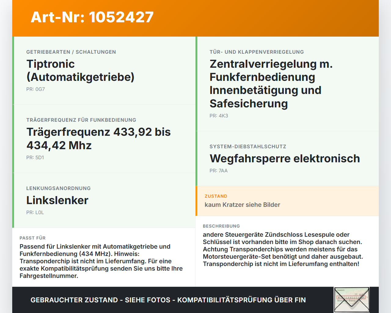 VW Passat 3C B7 10-14 Zündschloss VW Passat 3C B7 10-14 21.03.2011 3C0905843AE 3C0905843AA 3330.3701 gebraucht Vorschau 3