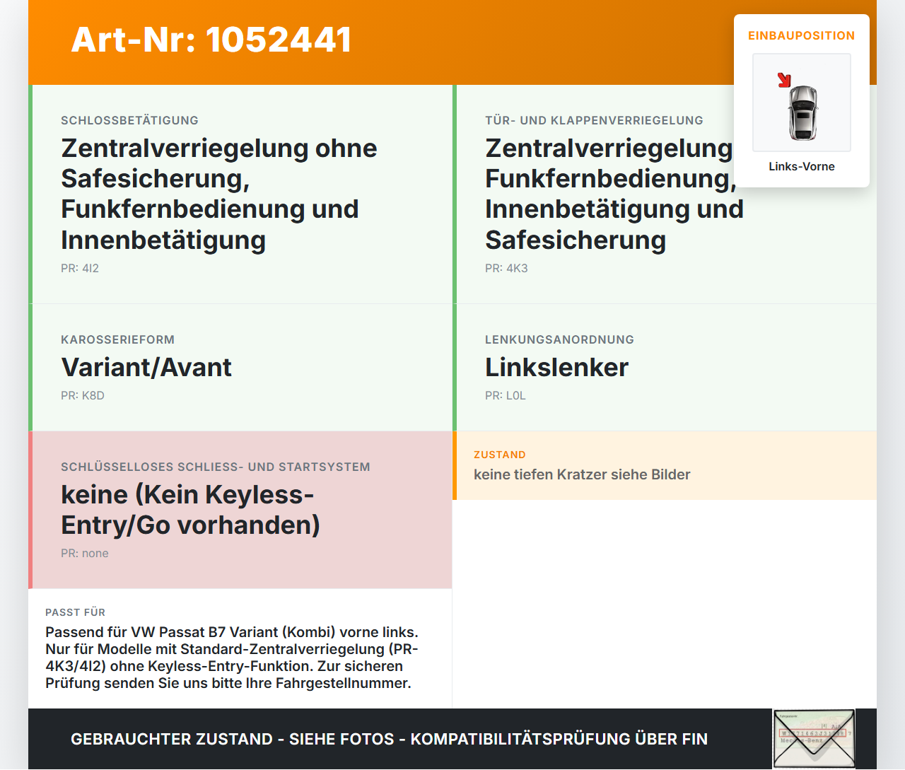VW Passat 3C B7 10-14 Kombi Türgriff Griff aussen Links Vorne LB9A VW Passat 3C B7 10-14 21.03.2011 3C0837205 gebraucht Vorschau 3