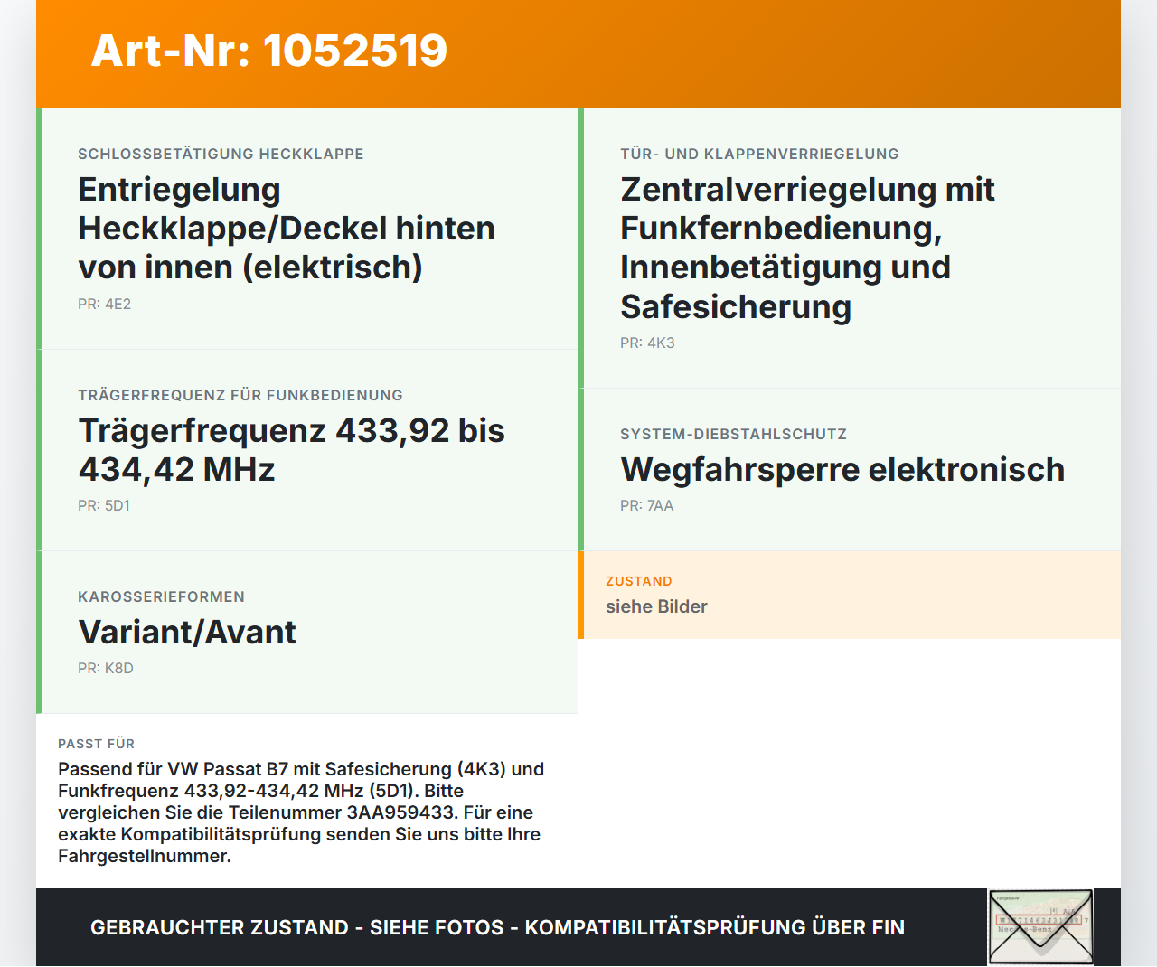 VW Passat 3C B7 10-14 Steuergerät ECU Modul SG KSG Max 2Türer VW Passat 3C B7 10-14 21.03.2011 3AA959433B 3AA959433... Vorschau 3