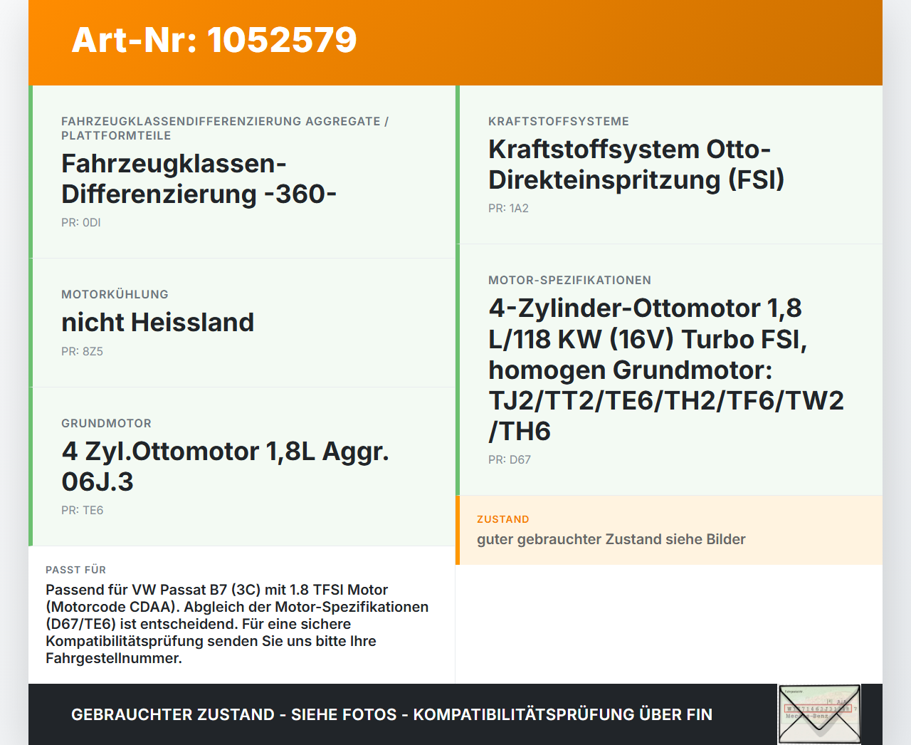 VW Passat 3C B7 10-14 TFSI 1,8 118KW Luftfilter VW Passat 3C B7 10-14 21.03.2011 1K0129607AG 2/0396 gebraucht Vorschau 3
