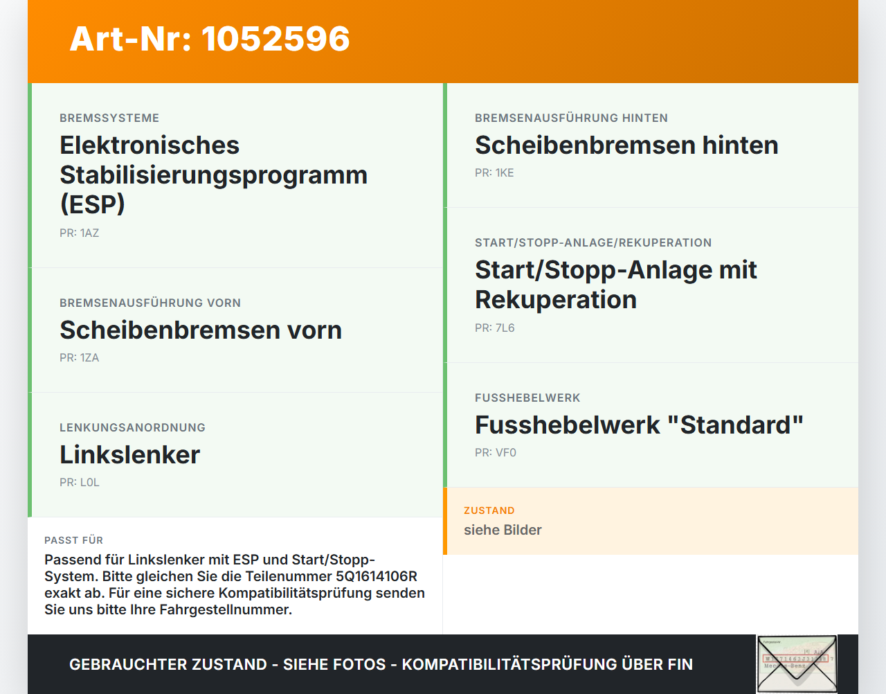 VW Touran II 5T 15-24 TSI 1,2 81KW Bremskraftverstärker VW Touran II 5T 15-24 12.05.2016 5Q1614106R 5QH614105... Vorschau 3