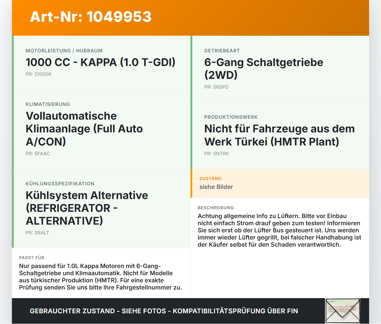 Hyundai I20 Active GB 13-16 1,0i 75KW Lüfter Ventilator f. Kühler Hyundai I20 Active GB 13-16 13.06.2016... Vorschau 3