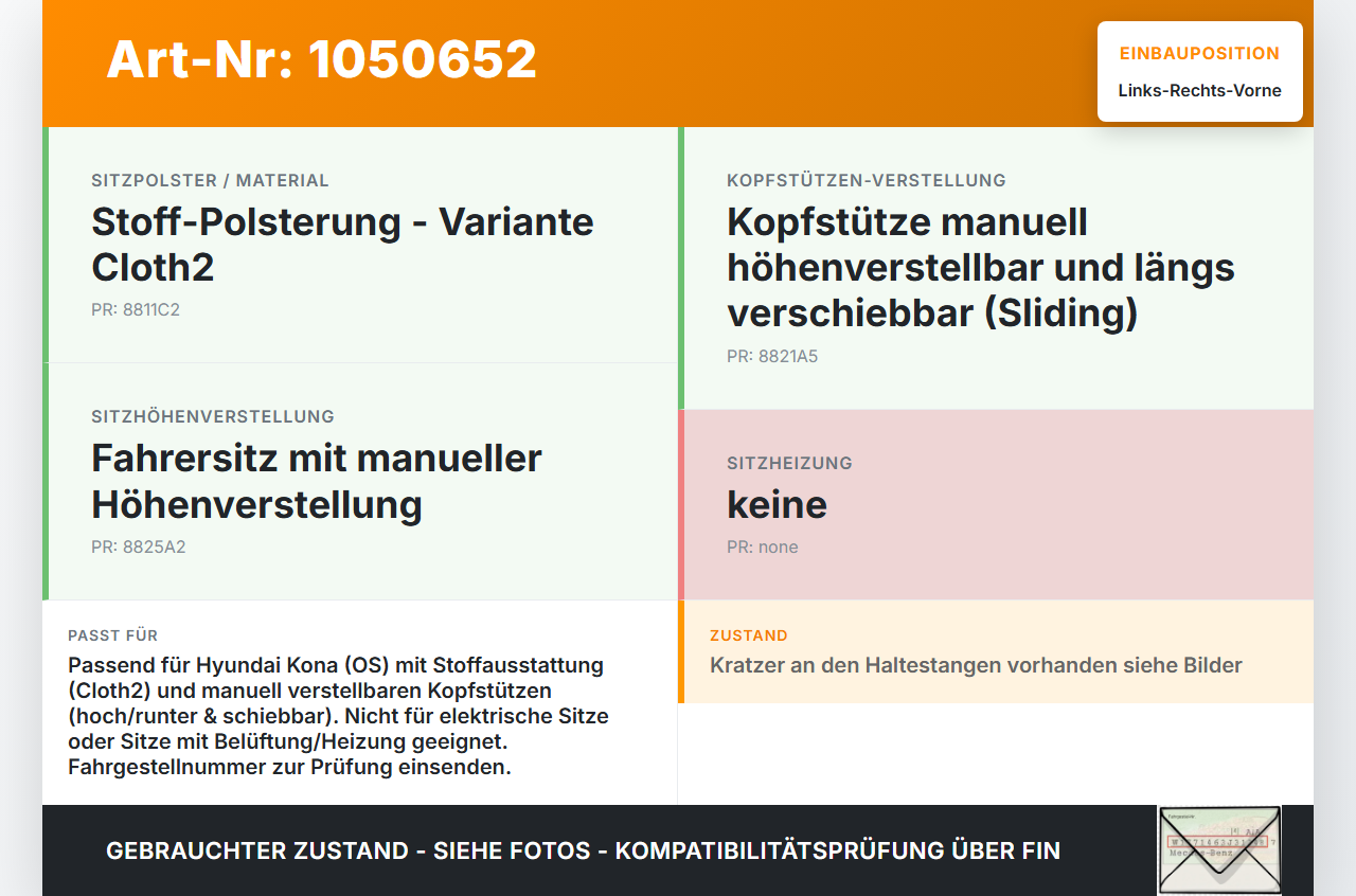 Hyundai Kona OS 17-20 Kopfstütze für Fahrer Sitz Rechts oder Links Vorne Hyundai Kona OS 17-20 03.08.2018... Vorschau 3
