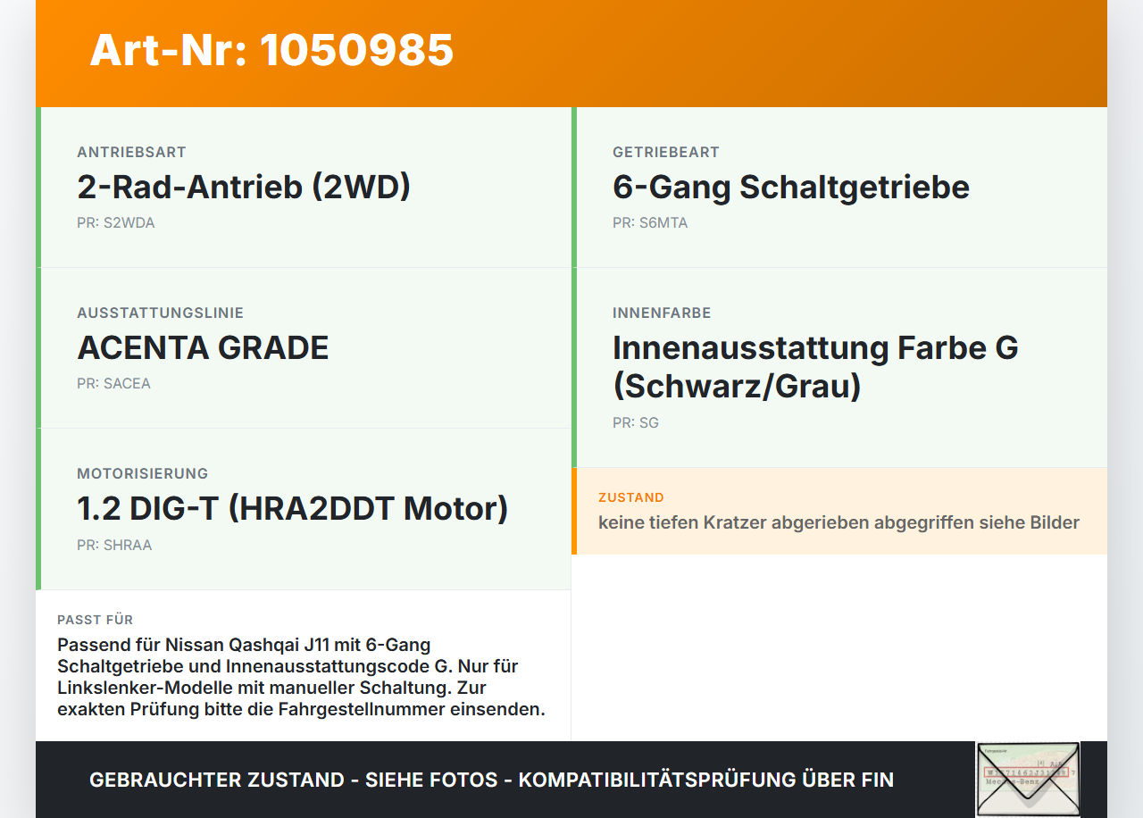Nissan Qashqai II J11 17-21 DiG-T 1,2 85KW Schaltknauf für Schalthebel Gangschalter 6G Nissan Qashqai II J11 17-21... Vorschau 3