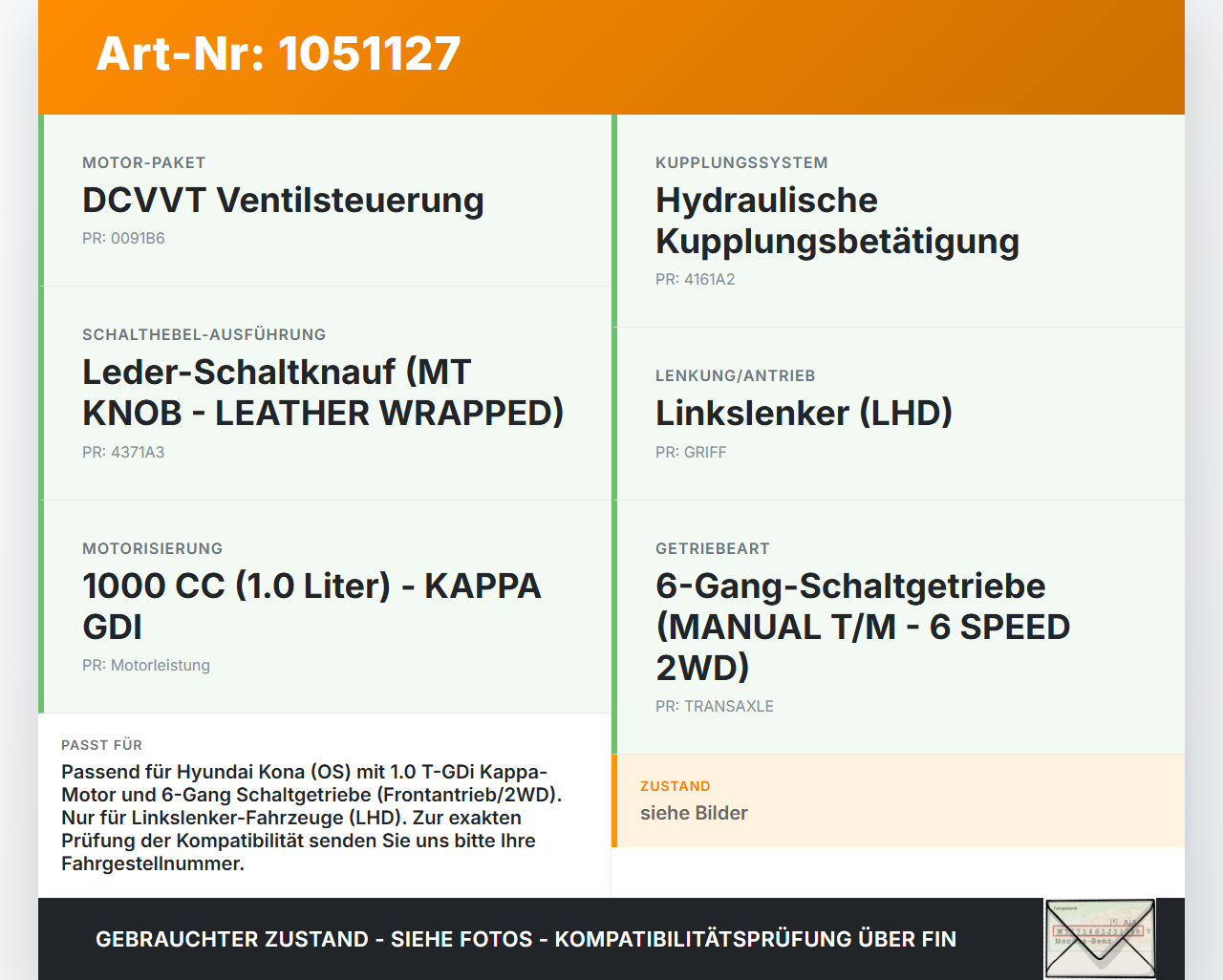 Hyundai Kona OS 17-20 T-GDi 1,0 88KW Schaltzug Schaltseilzug Schaltseil Hyundai Kona OS 17-20 03.08.2018... Vorschau 3