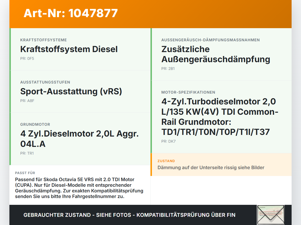 Skoda Octavia VRS III 5E 12-16 TDI 2,0 110KW CUPA Abdeckung für Motor Deckel Motorabdeckung Skoda Octavia VRS III... Vorschau 3