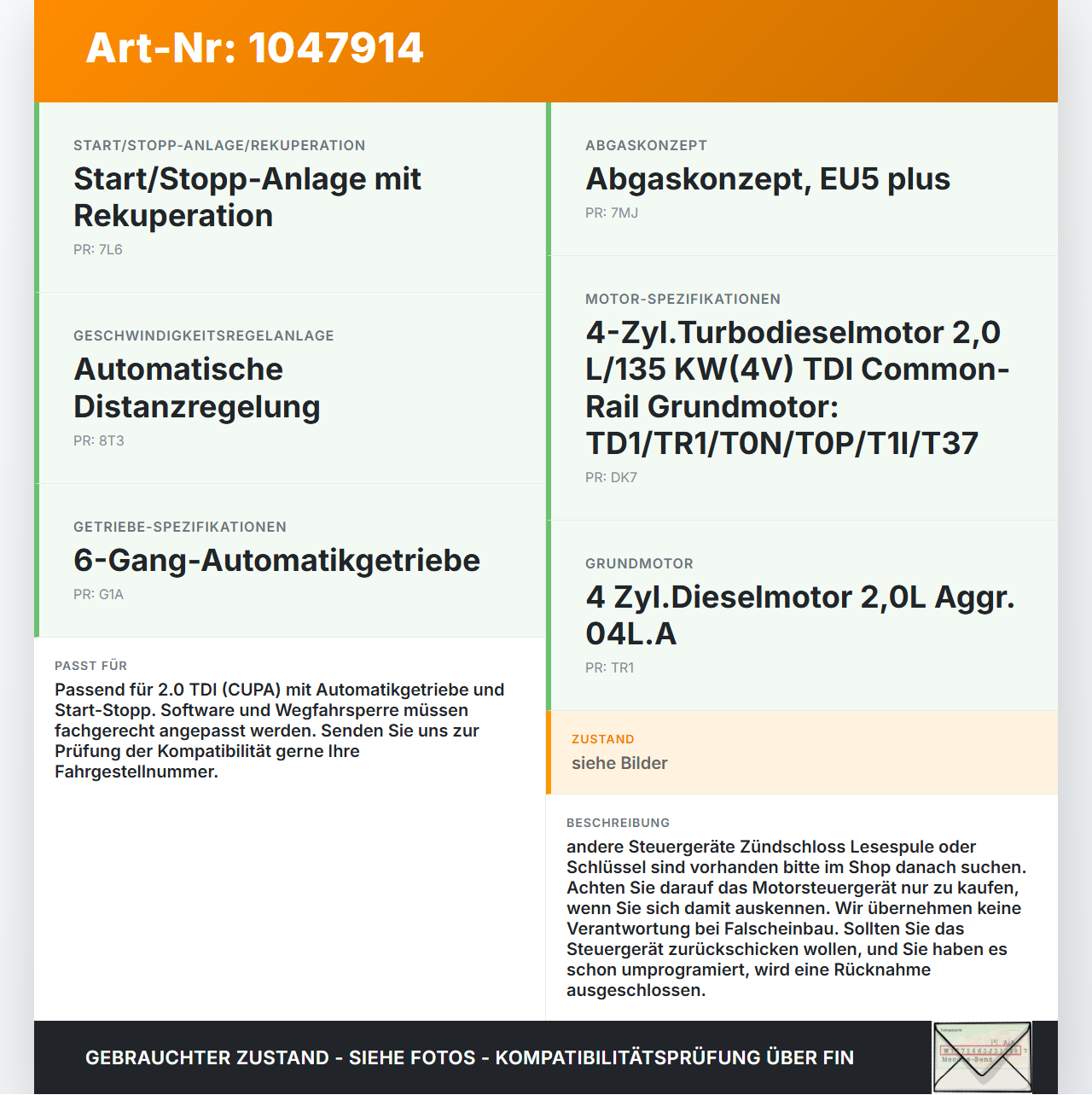 Skoda Octavia VRS III 5E 12-16 TDI 2,0 110KW Steuergerät ECU für Motor Motorsteuergerät Skoda Octavia VRS III 5E... Vorschau 3