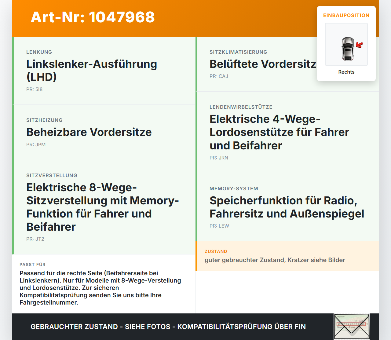 Jeep Grand Cherokee WK2 13-17 Schalter Rechts für Sitzverstellung Jeep Grand Cherokee WK2 13-17 24.02.2017... Vorschau 3