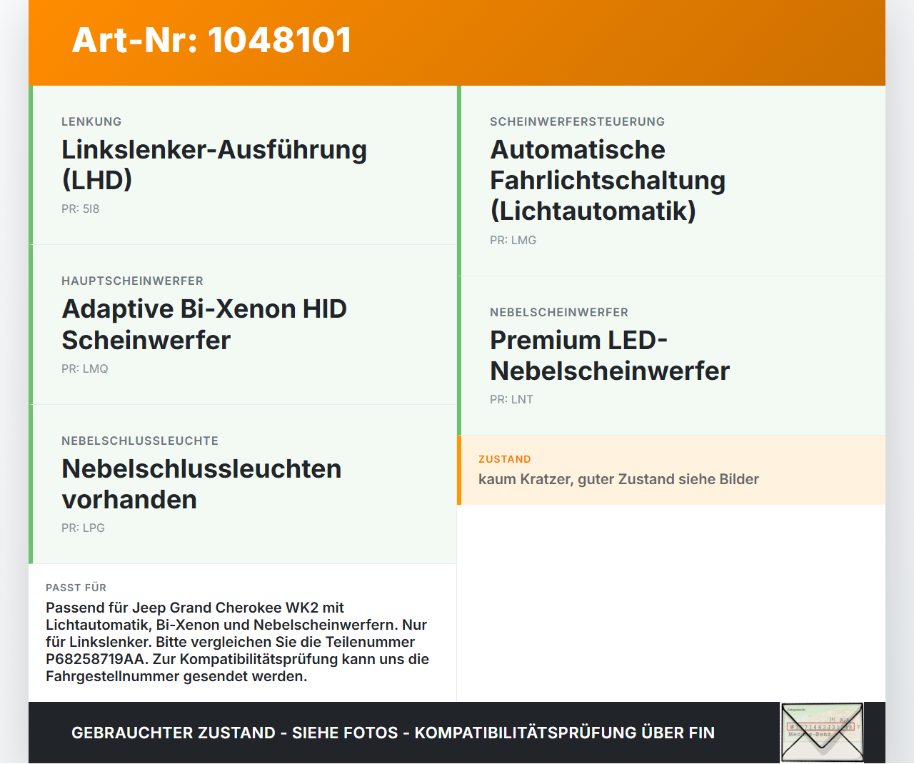 Jeep Grand Cherokee WK2 13-17 Lichtschalter Schalter Jeep Grand Cherokee WK2 13-17 24.02.2017 P68258719AA 120011923... Vorschau 3