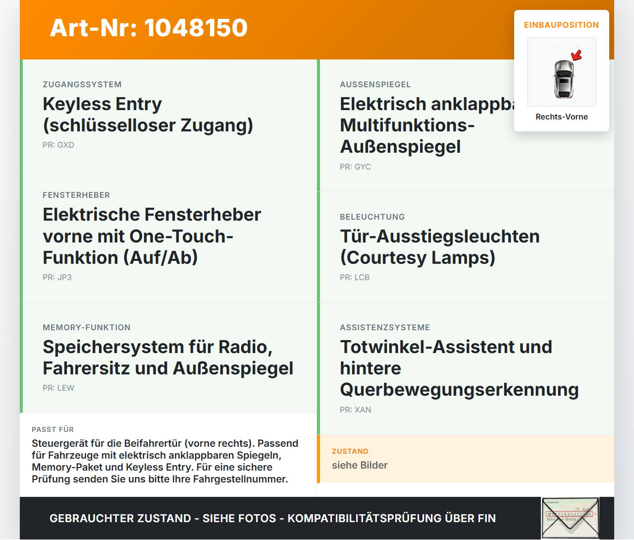 Jeep Grand Cherokee WK2 13-17 Steuergerät ECU Modul SG für Tür Rechts Vorne Jeep Grand Cherokee WK2 13-17... Vorschau 3