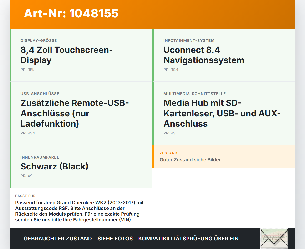 Jeep Grand Cherokee WK2 13-17 USB SD AUX Media Hub Modul Schnittstelle Jeep Grand Cherokee WK2 13-17 24.02.2017... Vorschau 3