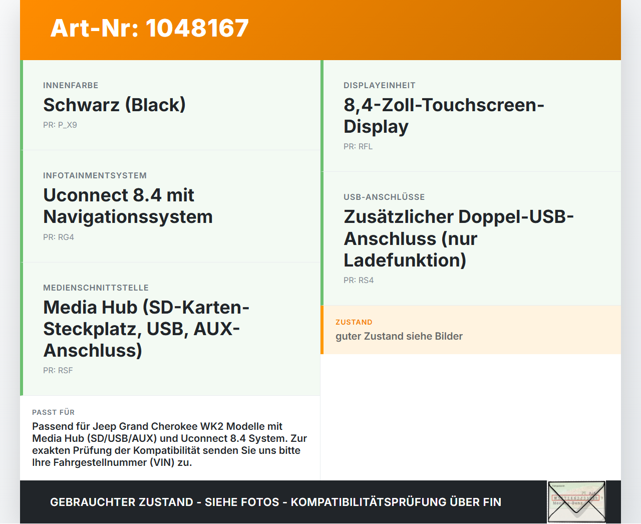 Jeep Grand Cherokee WK2 13-17 USB Buchse Anschluss Jeep Grand Cherokee WK2 13-17 24.02.2017 61571C1936 68145567AA... Vorschau 3
