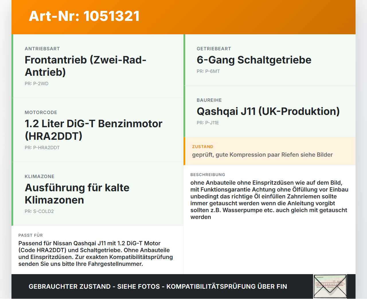 Nissan Qashqai II J11 17-21 DiG-T 1,2 85KW HRA2DDT Motor Triebwerk Nissan Qashqai II J11 17-21 01.06.2017... Vorschau 3