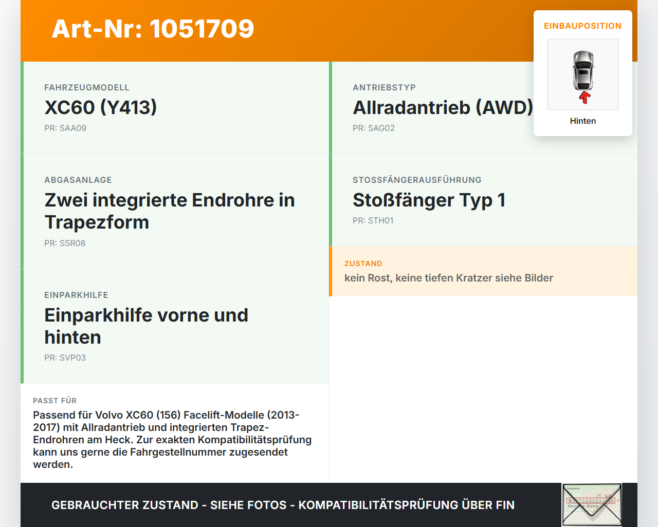 Volvo XC60 156 13-17 Stoßstangenträger Stoßfängerträger Querträger Träger Hinten Volvo XC60 156 13-17 23.11.2016... Vorschau 3