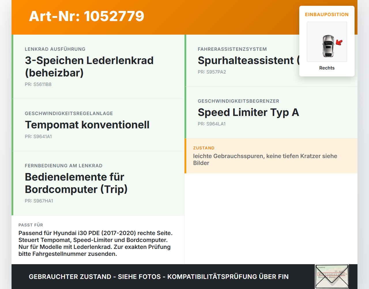 Hyundai PDE 17-20 Lenkradschalter Multifunktionstasten Schalter für Lenkrad Rechts Hyundai PDE 17-20 28.03.2019... Vorschau 3