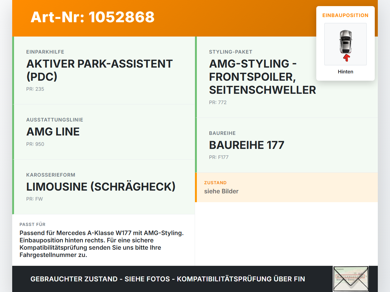 Mercedes W177 A200d 18-22 Lim Halter Träger Aufnahme Führung für Stoßstange Recht Hinten Mercedes W177 A200d 18-22... Vorschau 3