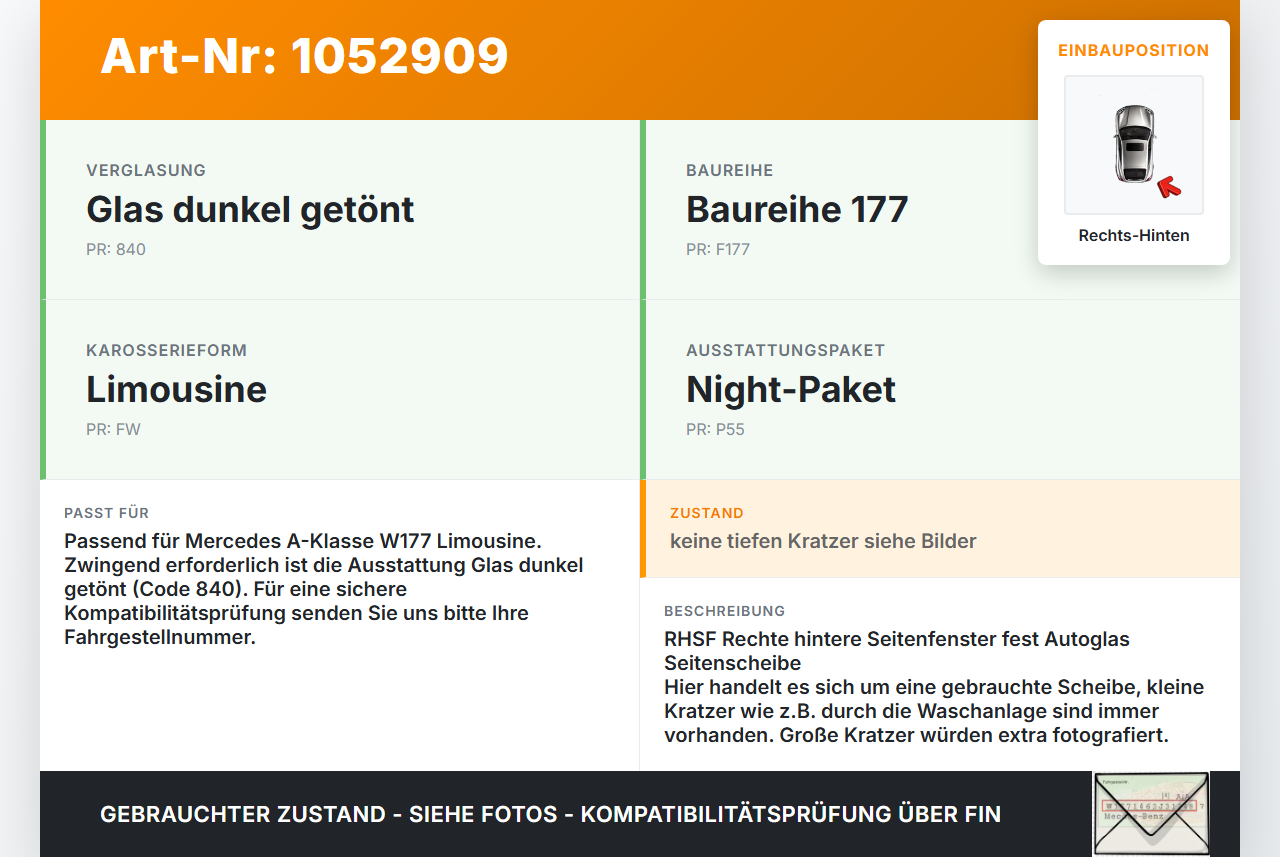 Mercedes W177 A200d 18-22 Lim Seitenscheibe Feste Scheibe Rechts Hinten Mercedes W177 A200d 18-22 12.07.2019... Vorschau 3