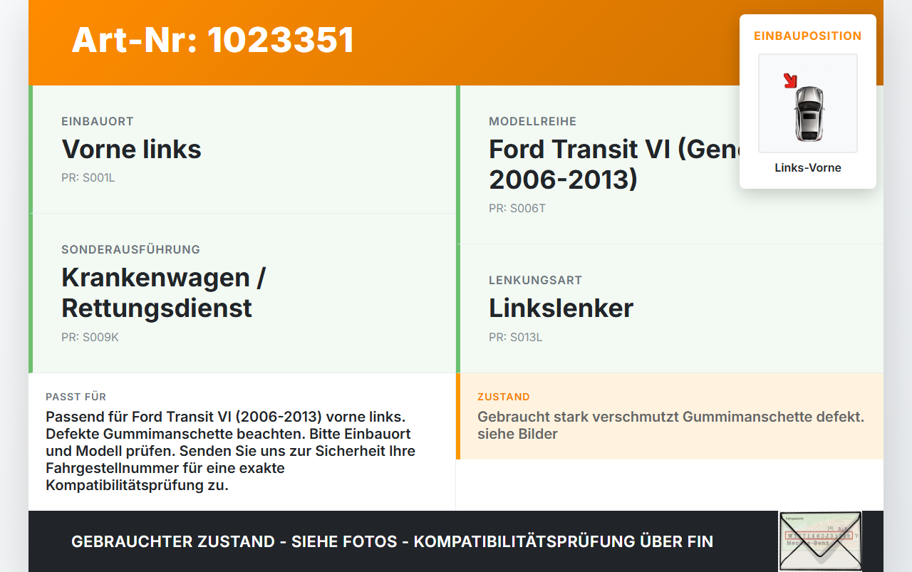 Ford Transit VI 06-13 Turnier Türfangband Türbremse Türanschlag Links Vorne Ford Transit VI 06-13 26.11.2010... Vorschau 3