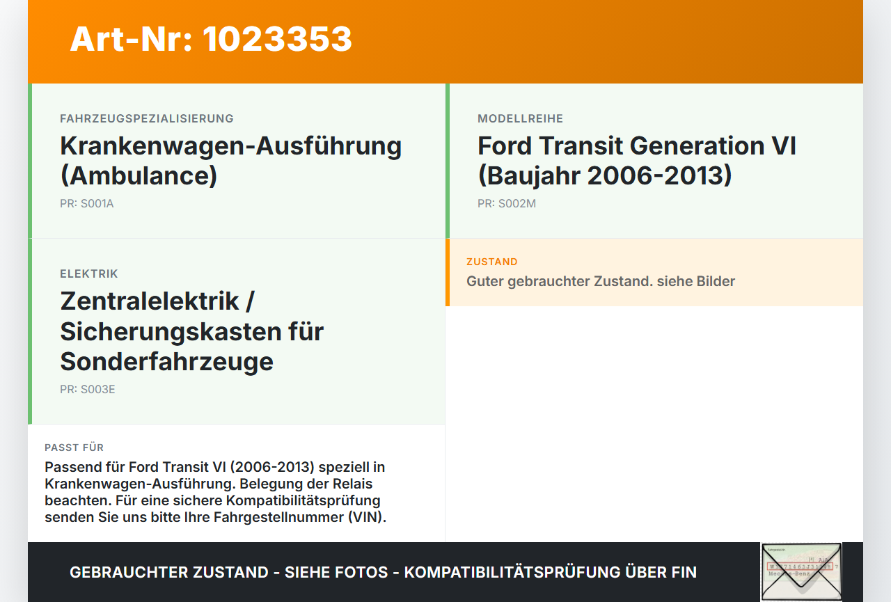 Ford Transit VI 06-13 TDCi 2,2 85KW Sicherungskasten Sicherungen Relais Zentralelektrik Ford Transit VI 06-13... Vorschau 3