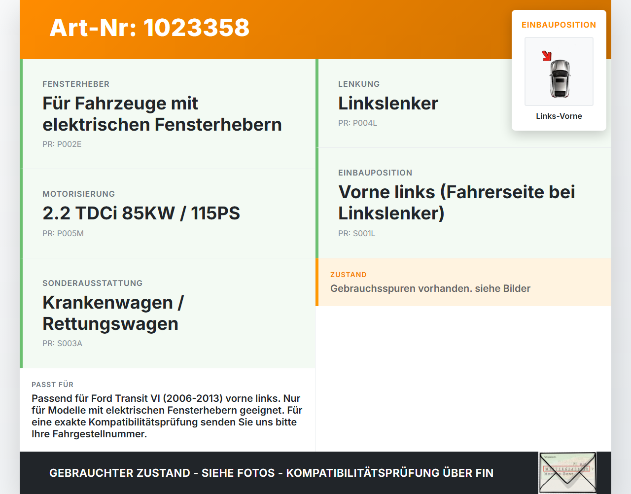 Ford Transit VI 06-13 TDCi 2,2 85KW Kappe Rahmen für Fensterheberschalter Links Vorne Ford Transit VI 06-13... Vorschau 3