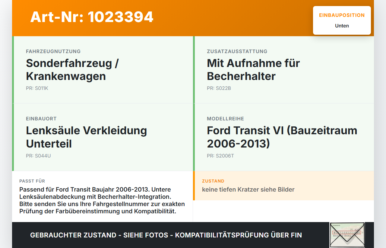 Ford Transit VI 06-13 Verkleidung Abdeckung Unten für Lenksäule Becherhalter Ford Transit VI 06-13 26.11.2010... Vorschau 3