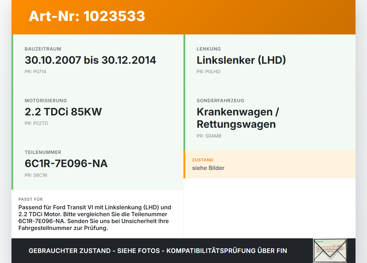 Ford Transit VI 06-13 TDCi 2,2 85KW Schaltkulisse Schalthebel Ford Transit VI 06-13 26.11.2010 6C1R-7E096-NA gebraucht Vorschau 3
