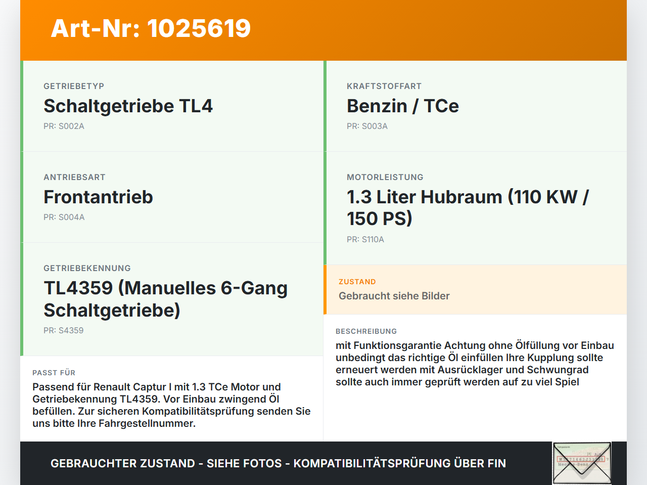 Renault Captur I HF 17-19 1,3 110KW Schaltgetriebe Getriebe TL4359 Renault Captur I HF 17-19 29.11.2019 320109290R... Vorschau 3
