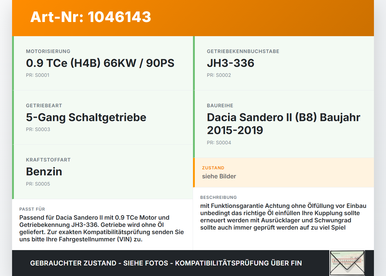 Dacia Sandero II B8 15-19 TCe 0,9 66KW JH3-336 Schaltgetriebe Getriebe JH3-336 Dacia Sandero II B8 15-19 19.12.2014... Vorschau 3