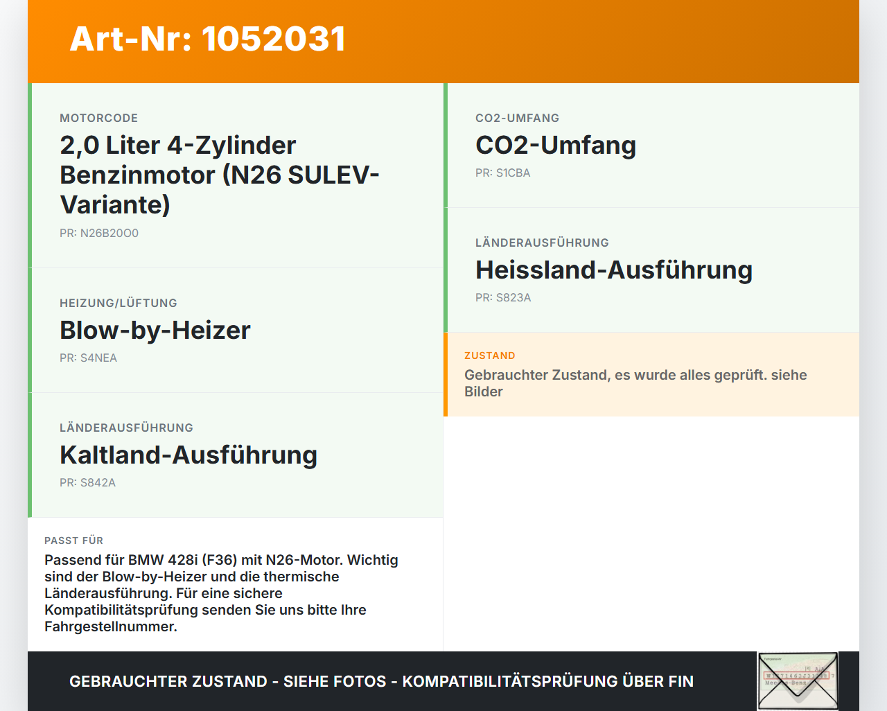 BMW 428i F36 14-17 2,0 180KW N26B20O0 Turbolader Turbo Abgasturbolader BMW 428i F36 14-17 02.06.2016 7642469... Vorschau 3