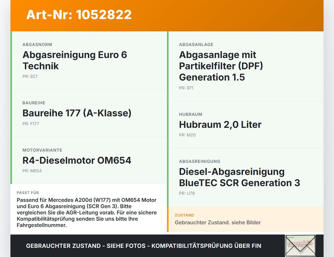 Mercedes W177 A200d 18-22 2,0d 110KW Abgasleitung AGR Rohr Leitung Mercedes W177 A200d 18-22 12.07.2019 A6541409102... Vorschau 3