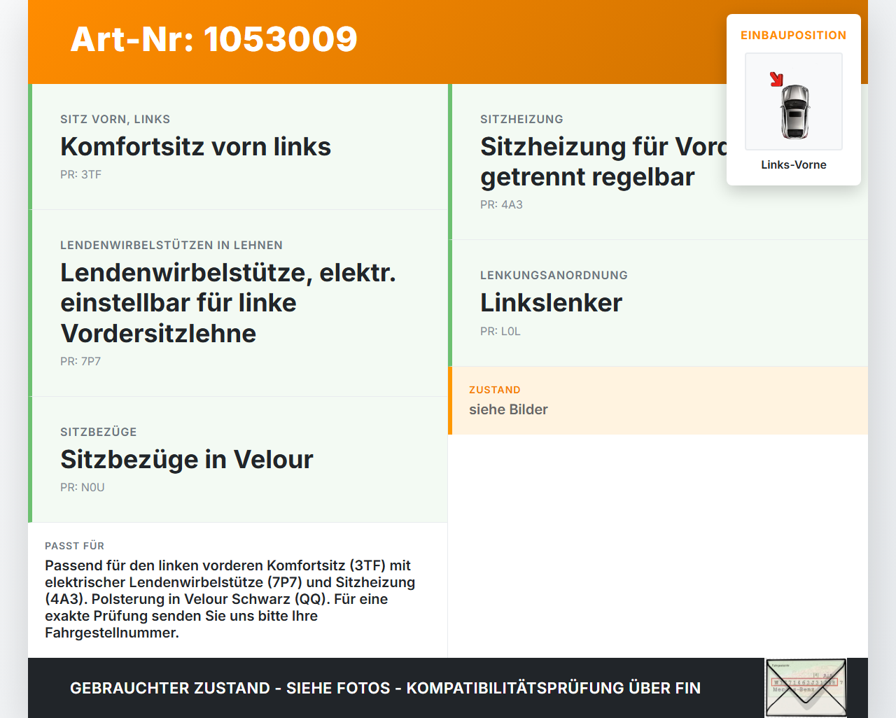 VW Passat 3C B7 10-14 Kombi Rückenlehne mit Stellmotoren Lendenwirbelstütze Sitz Links Vorne VW Passat 3C B7 10-14... Vorschau 3