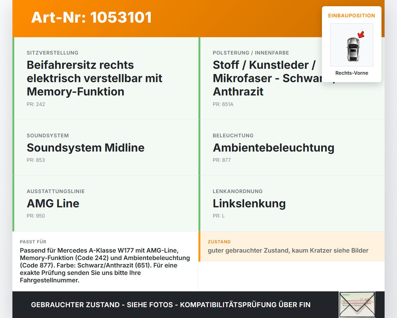 Mercedes W177 A200d 18-22 Lim Türverkleidung Türpappe Rechts Vorne Mercedes W177 A200d 18-22 12.07.2019 A1777203000... Vorschau 3