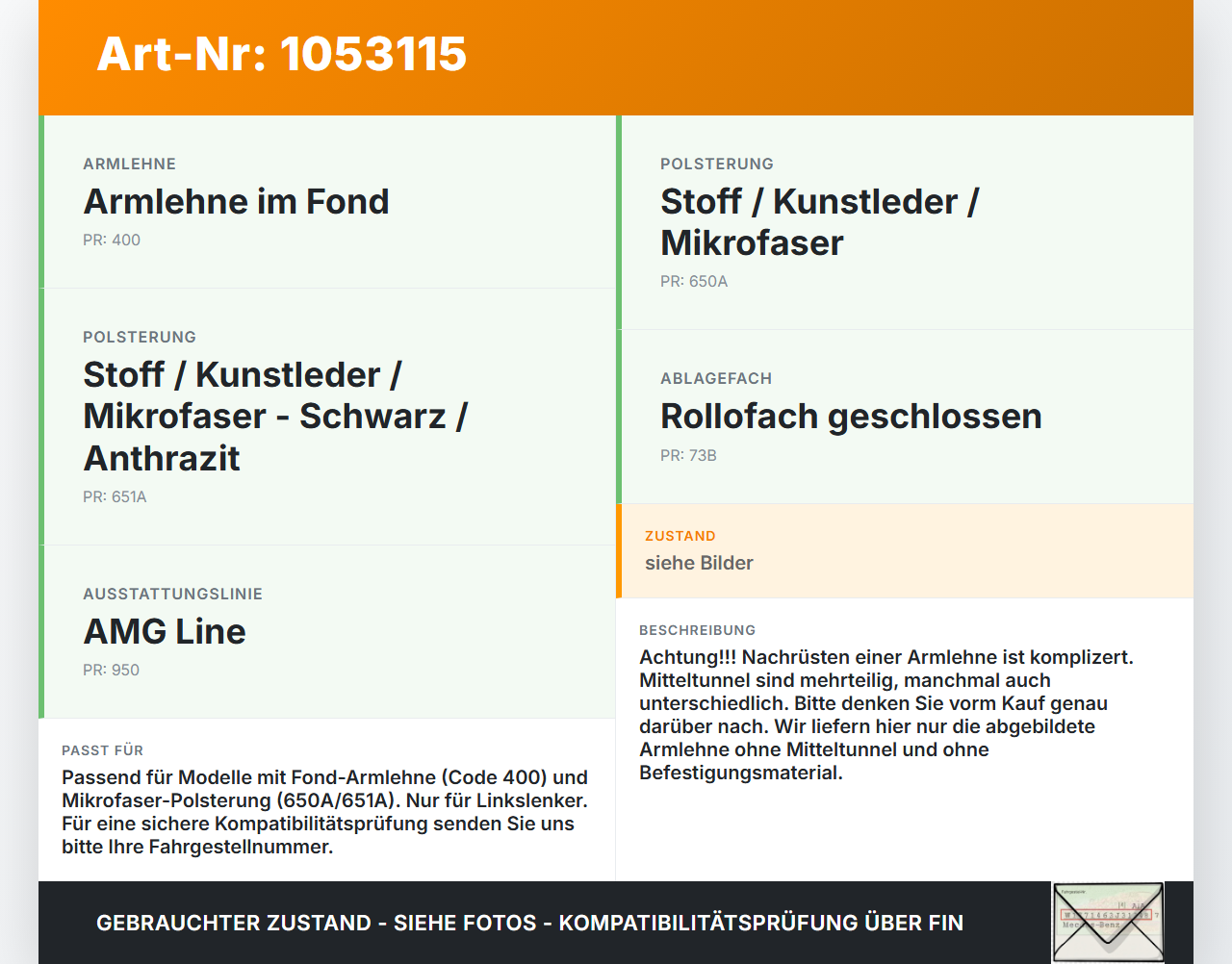Mercedes W177 A200d 18-22 Armlehne Mittelarmlehne Auflage Mercedes W177 A200d 18-22 12.07.2019 A1779700800... Vorschau 3
