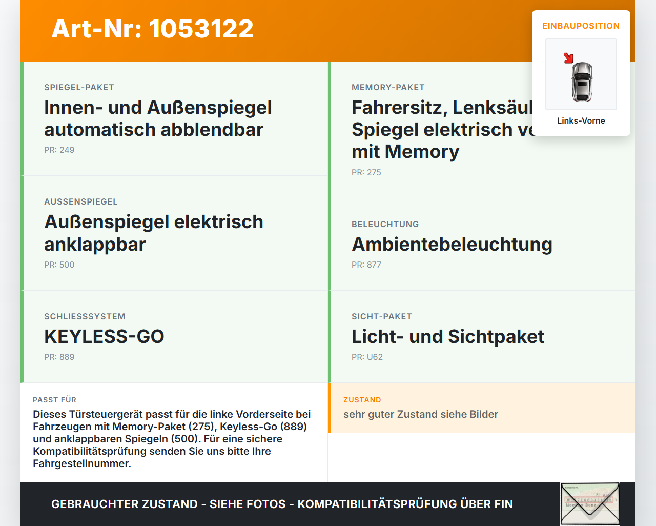 Mercedes W177 A200d 18-22 SG Steuergerät für Tür Airbag Links Vorne Mercedes W177 A200d 18-22 12.07.2019... Vorschau 3