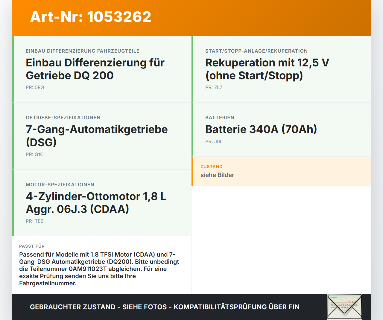 VW Passat 3C B7 10-14 TFSI 1,8 118KW Autom Anlasser Starter VW Passat 3C B7 10-14 21.03.2011 0AM911023T 0AM911023K... Vorschau 3