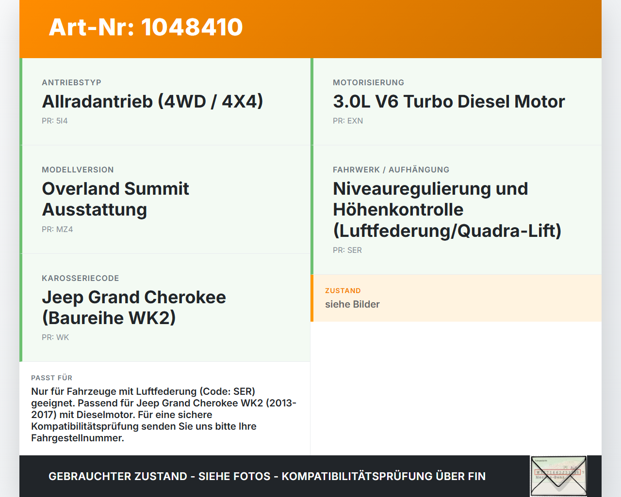 Jeep Grand Cherokee WK2 13-17 Kabelbaum für Luftkompressor Jeep Grand Cherokee WK2 13-17 24.02.2017 15.5791-0002.2... Vorschau 3