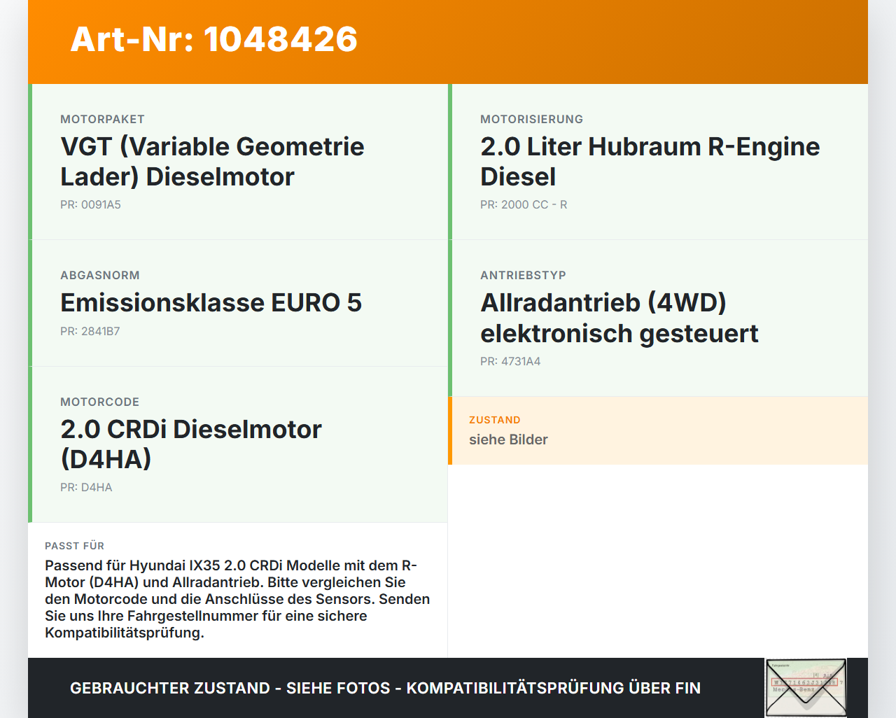 Hyundai IX35 LM 09-13 CRDI 2,0 Kurbelwellensensor Impulsgeber Wellendichtring Hyundai IX35 LM 09-13 16.03.2012 gebraucht Vorschau 3