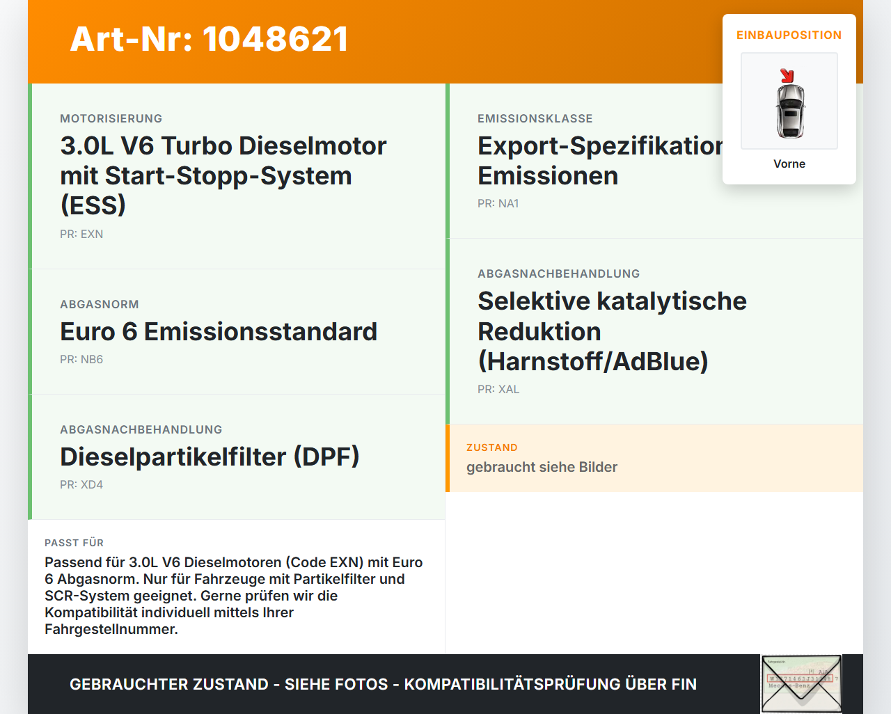 Jeep Grand Cherokee WK2 13-17 3,0d 184KW Lambdasonde Vorne Jeep Grand Cherokee WK2 13-17 24.02.2017 gebraucht Vorschau 3